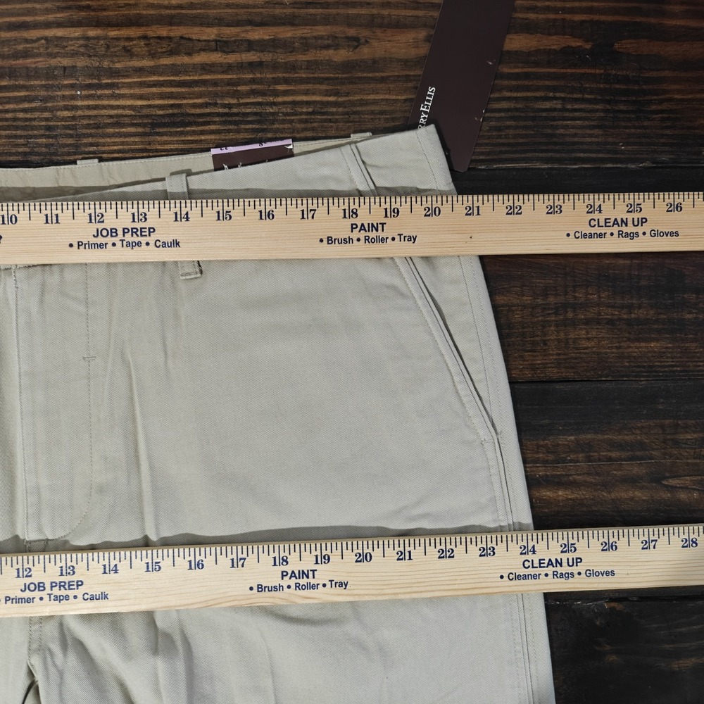 Perry Ellis Men's Khaki Pants Flat Front Beige Cotton Twill Size 38 x 32 NEW - Picture 3 of 11